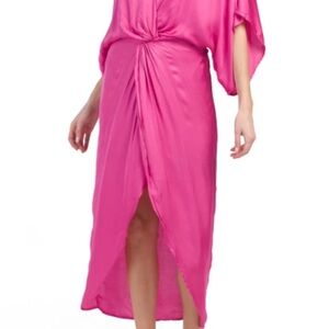 Young Fabulous & Broke YFB Siren Maxi Dress Pink Raspberry Satin Size Small NWOT